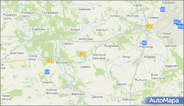 mapa Mokrzyce Dworskie, Mokrzyce Dworskie na mapie Targeo