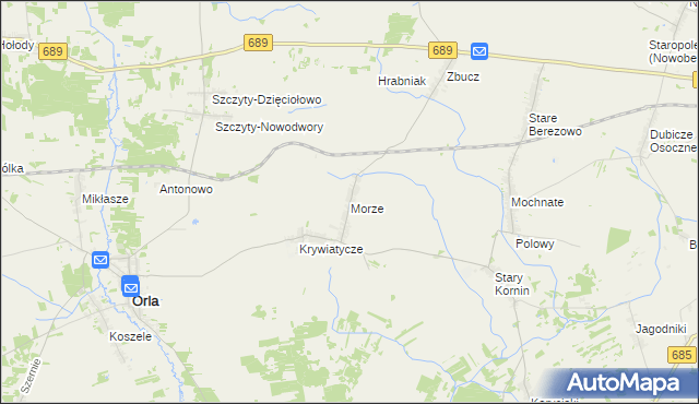 mapa Morze gmina Czyże, Morze gmina Czyże na mapie Targeo