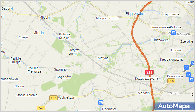 mapa Motycz, Motycz na mapie Targeo