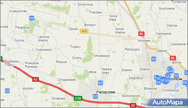 mapa Mrożewice, Mrożewice na mapie Targeo