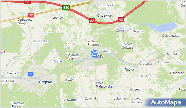 mapa Mrozy powiat miński, Mrozy powiat miński na mapie Targeo