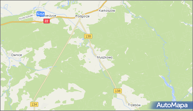 mapa Muszkowo, Muszkowo na mapie Targeo