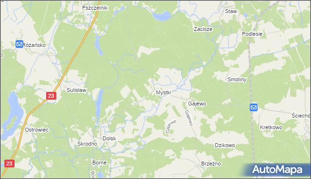 mapa Mystki gmina Lubiszyn, Mystki gmina Lubiszyn na mapie Targeo
