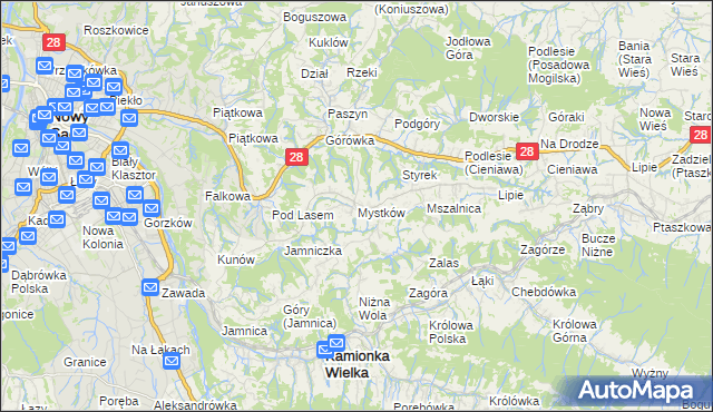 mapa Mystków, Mystków na mapie Targeo