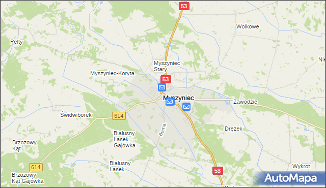 mapa Myszyniec, Myszyniec na mapie Targeo