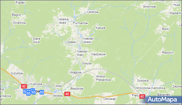 mapa Nadziejów gmina Stąporków, Nadziejów gmina Stąporków na mapie Targeo