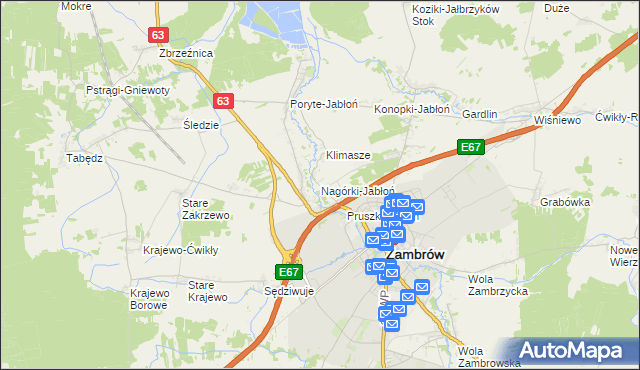 mapa Nagórki-Jabłoń, Nagórki-Jabłoń na mapie Targeo