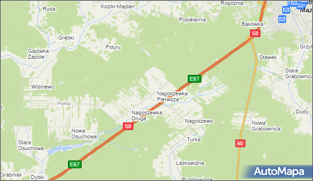 mapa Nagoszewka Pierwsza, Nagoszewka Pierwsza na mapie Targeo