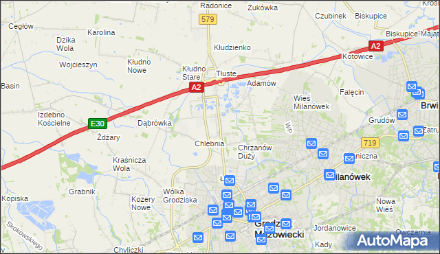 mapa Natolin gmina Grodzisk Mazowiecki, Natolin gmina Grodzisk Mazowiecki na mapie Targeo