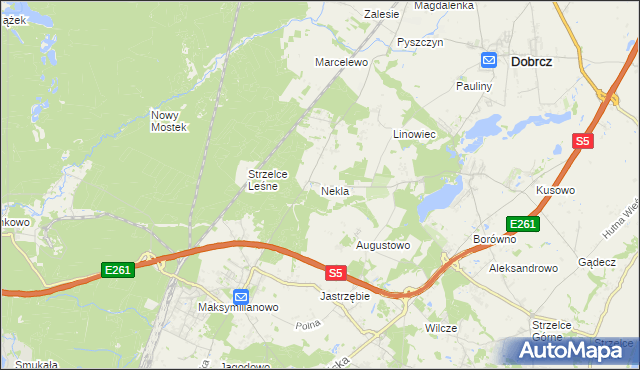 mapa Nekla gmina Dobrcz, Nekla gmina Dobrcz na mapie Targeo