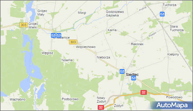 mapa Nieborza, Nieborza na mapie Targeo