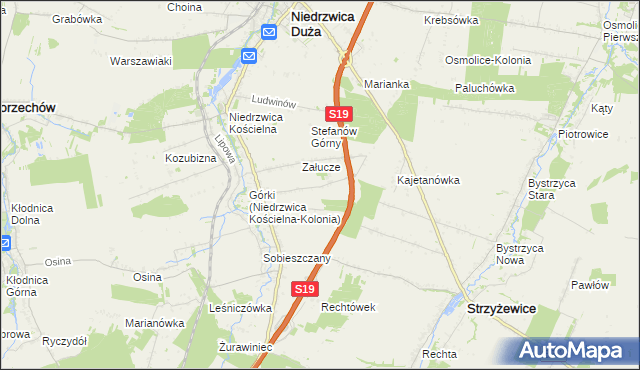 mapa Niedrzwica Kościelna-Kolonia, Niedrzwica Kościelna-Kolonia na mapie Targeo