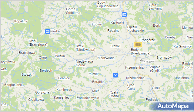 mapa Niedźwiada gmina Ropczyce, Niedźwiada gmina Ropczyce na mapie Targeo