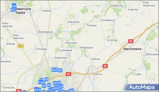 mapa Niegoszów, Niegoszów na mapie Targeo