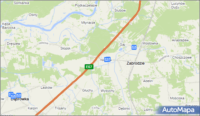 mapa Niegów, Niegów na mapie Targeo