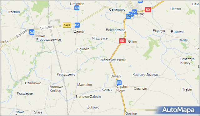 mapa Niszczyce-Pieńki, Niszczyce-Pieńki na mapie Targeo