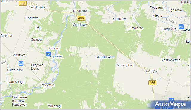 mapa Niżankowice, Niżankowice na mapie Targeo