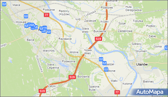 mapa Nowa Wieś gmina Nisko, Nowa Wieś gmina Nisko na mapie Targeo