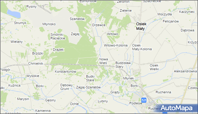 mapa Nowa Wieś gmina Osiek Mały, Nowa Wieś gmina Osiek Mały na mapie Targeo