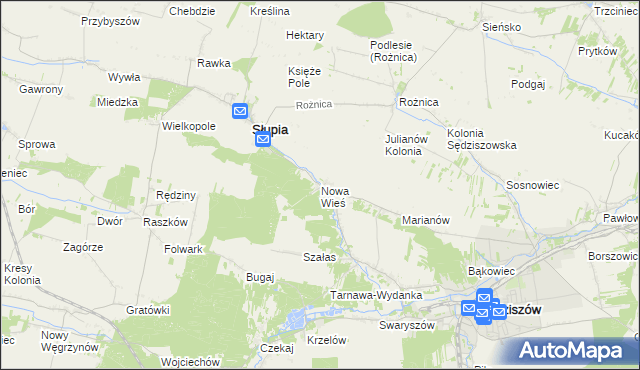 mapa Nowa Wieś gmina Słupia, Nowa Wieś gmina Słupia na mapie Targeo