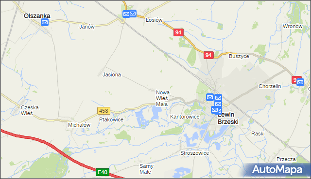 mapa Nowa Wieś Mała gmina Lewin Brzeski, Nowa Wieś Mała gmina Lewin Brzeski na mapie Targeo