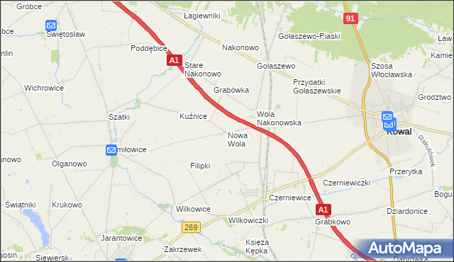 mapa Nowa Wola gmina Choceń, Nowa Wola gmina Choceń na mapie Targeo