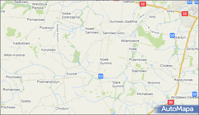 mapa Nowe Gumino, Nowe Gumino na mapie Targeo
