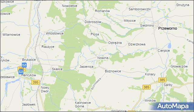 mapa Nowina gmina Ziębice, Nowina gmina Ziębice na mapie Targeo