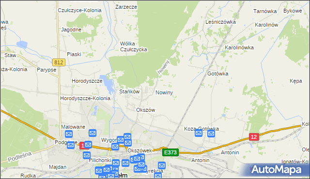 mapa Nowiny gmina Chełm, Nowiny gmina Chełm na mapie Targeo