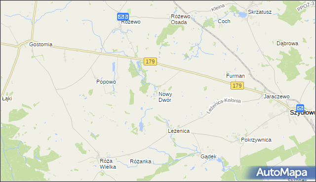 mapa Nowy Dwór gmina Szydłowo, Nowy Dwór gmina Szydłowo na mapie Targeo
