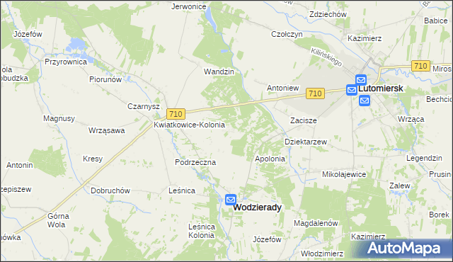 mapa Nowy Świat gmina Wodzierady, Nowy Świat gmina Wodzierady na mapie Targeo