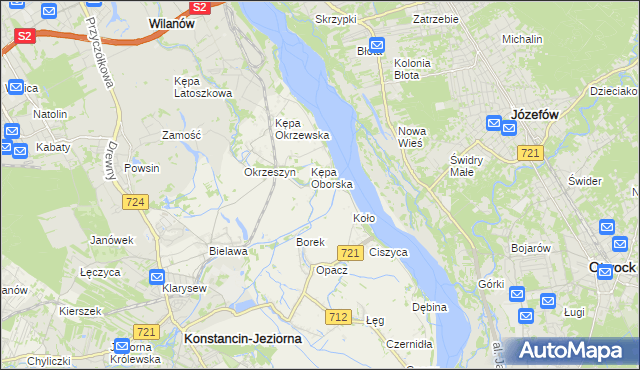 mapa Obórki gmina Konstancin-Jeziorna, Obórki gmina Konstancin-Jeziorna na mapie Targeo
