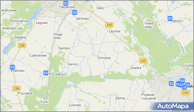mapa Ochodza gmina Wągrowiec, Ochodza gmina Wągrowiec na mapie Targeo