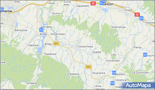 mapa Odrzechowa, Odrzechowa na mapie Targeo