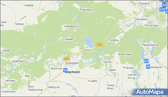 mapa Okonin gmina Ciechocin, Okonin gmina Ciechocin na mapie Targeo