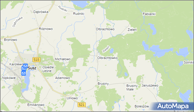 mapa Olbrachtówko, Olbrachtówko na mapie Targeo