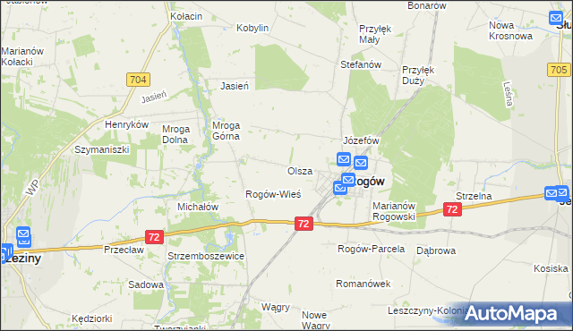 mapa Olsza gmina Rogów, Olsza gmina Rogów na mapie Targeo