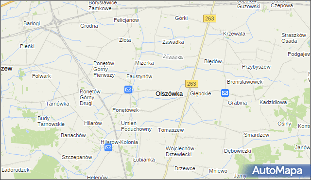 mapa Olszówka powiat kolski, Olszówka powiat kolski na mapie Targeo