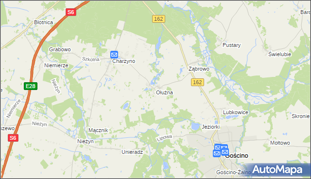 mapa Ołużna, Ołużna na mapie Targeo