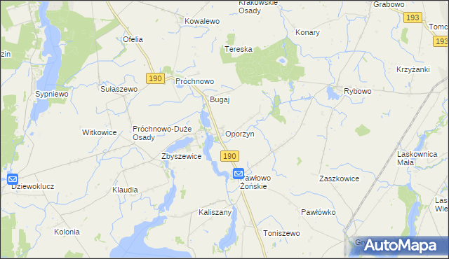 mapa Oporzyn, Oporzyn na mapie Targeo