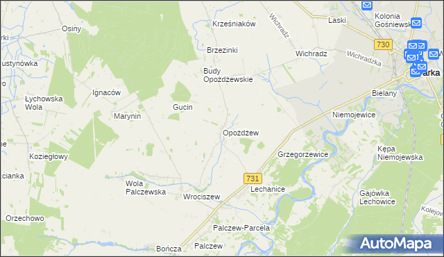 mapa Opożdżew, Opożdżew na mapie Targeo