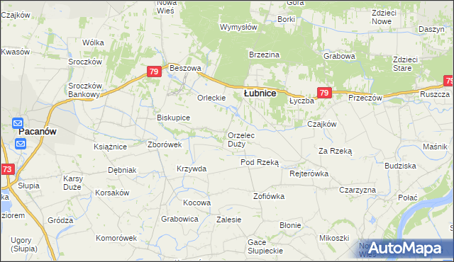 mapa Orzelec Duży, Orzelec Duży na mapie Targeo