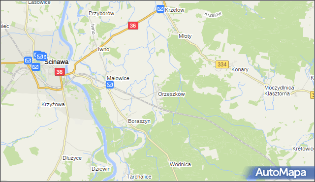 mapa Orzeszków gmina Wińsko, Orzeszków gmina Wińsko na mapie Targeo