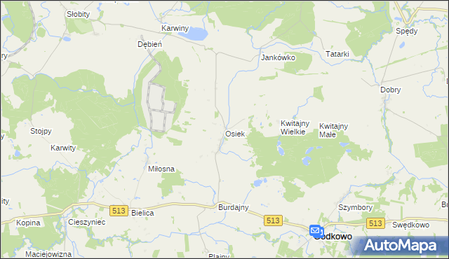 mapa Osiek gmina Godkowo, Osiek gmina Godkowo na mapie Targeo