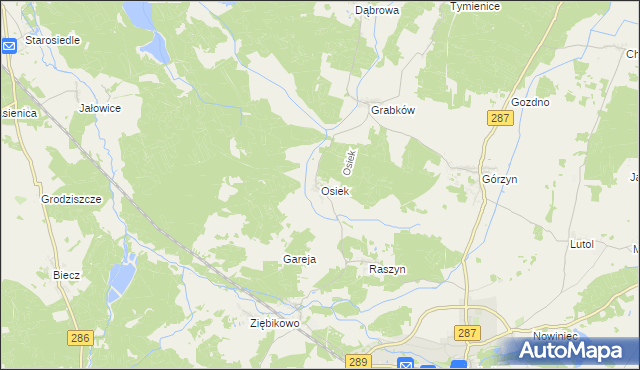 mapa Osiek gmina Lubsko, Osiek gmina Lubsko na mapie Targeo