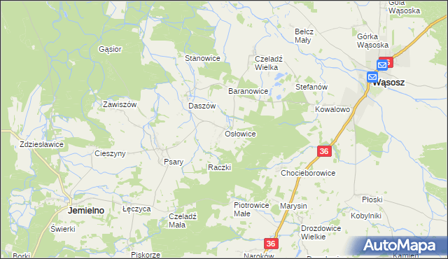mapa Osłowice, Osłowice na mapie Targeo