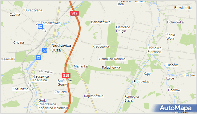 mapa Osmolice-Kolonia, Osmolice-Kolonia na mapie Targeo