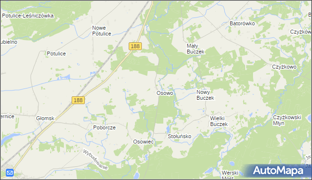 mapa Osowo gmina Lipka, Osowo gmina Lipka na mapie Targeo