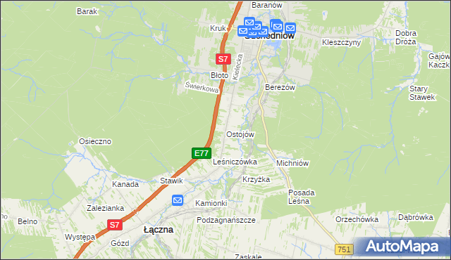 mapa Ostojów, Ostojów na mapie Targeo