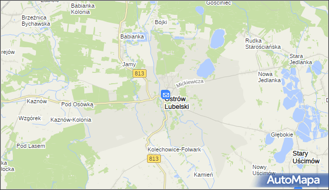 mapa Ostrów Lubelski, Ostrów Lubelski na mapie Targeo